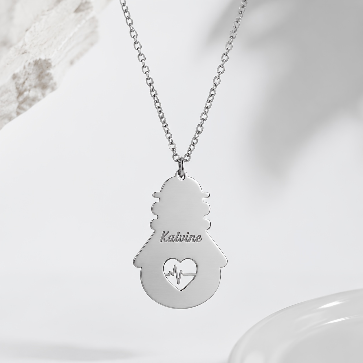 Personalized 18K Gold Plated Heart EKG Name Necklace